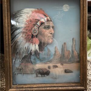 Vintage Native American Lithograph Metal Etching by M. Caroselli